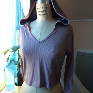✨ F21 Lavender Cropped Activewear Hoodie SZ L